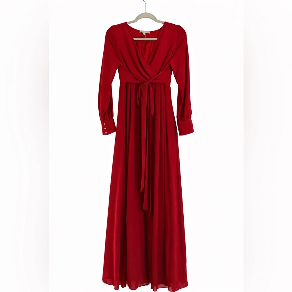 Elegant Red Maxi Dress–Perfect for Maternity Photoshoots, or Special Occasions
